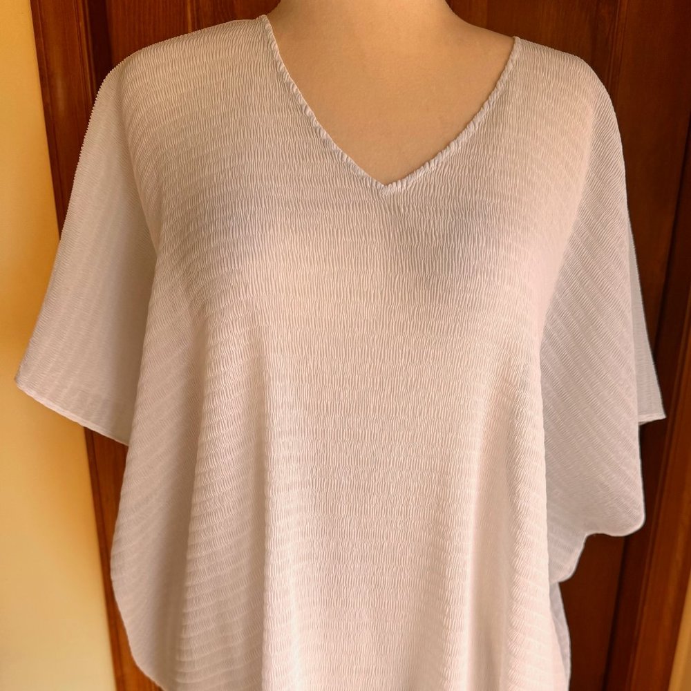 Eileen Fisher Polyester V-Neck Poncho, Bonr Color, SZ S/M, P/M, NWOT
